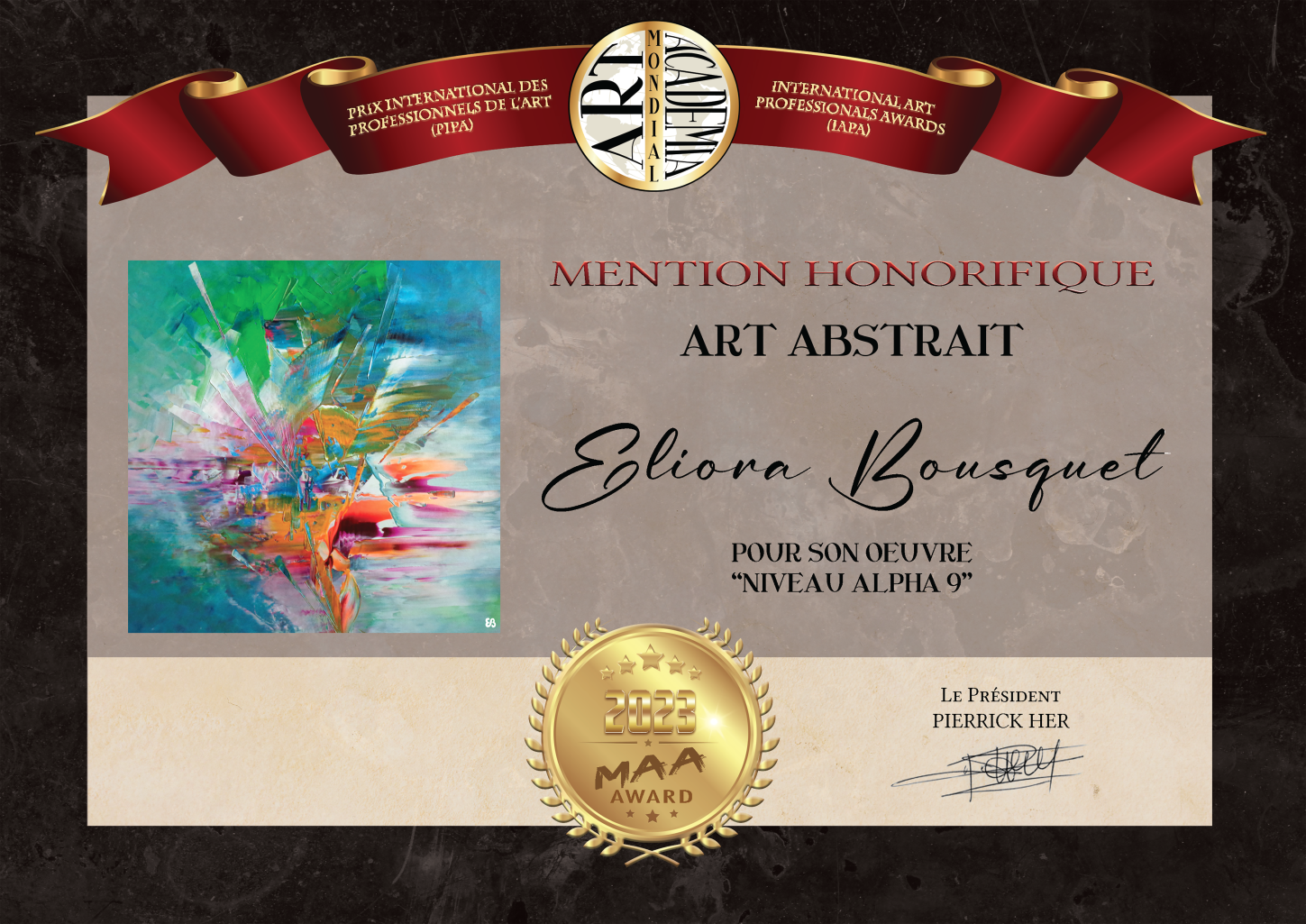 Concours MAA 2024 Mention honorifique Art Abstrait Eliora Bousquet