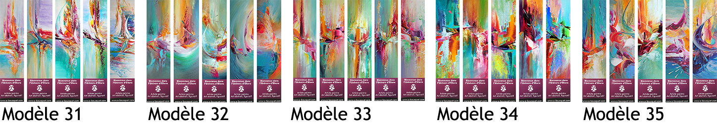 Visuel présentant les marque-pages 31 à 35 dérivés des peintures d'Eliora Bousquet