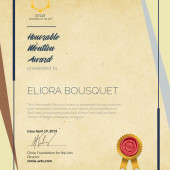 Honorable Mention Award - Circle Foundation For the Arts 2019 - Eliora Bousquet  