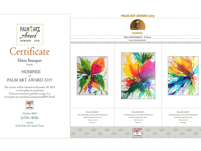 diplome eliora bousquet nominee palm art awards 2019