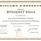 Diplôme d'honneur - 1° Festival Franco-Coréen des Arts Plastiques de Seoul 2015 - Eliora Bousquet