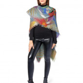 Poncho en laine inspiré d'un tableau d'Eliora Bousquet - 1113