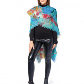 Poncho en laine inspiré d'un tableau d'Eliora Bousquet - 939