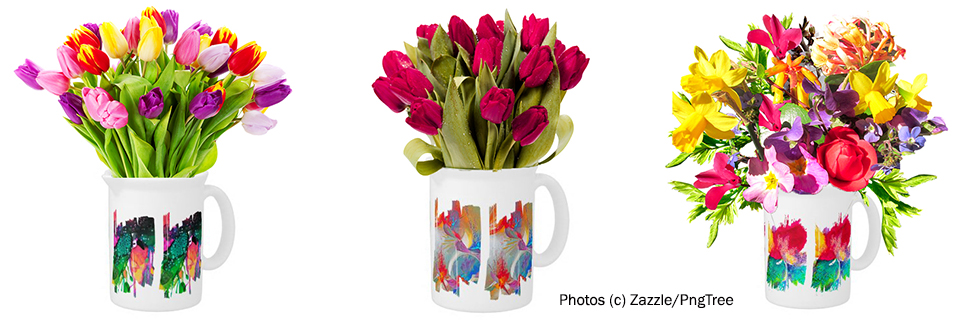 Photo présentant des fleurs dans des pichets d'Eliora Bousquet