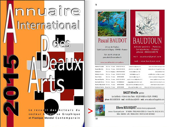 Annuaire International des Beaux Arts 2015-2016 Eliora Bousquet