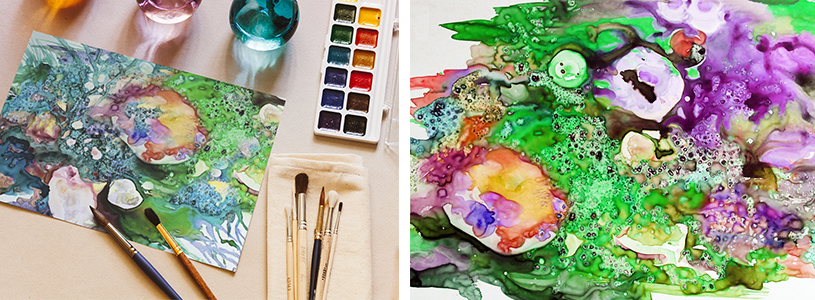 Aquarelles d'Eliora Bousquet illustrant l'article Protéger ses oeuvres peintes à l’aquarelle ou à l’encre