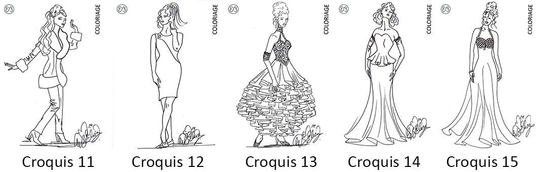 Croquis de mode eliora bousquet à peindre 11 à 15