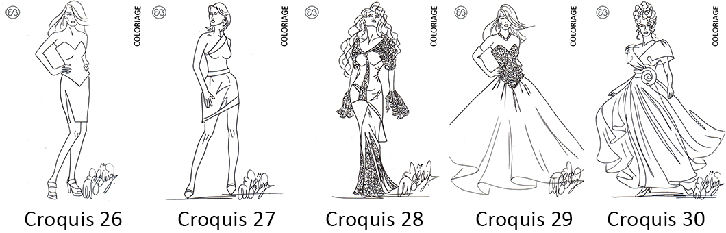 Croquis de mode eliora bousquet à peindre 26 à 30