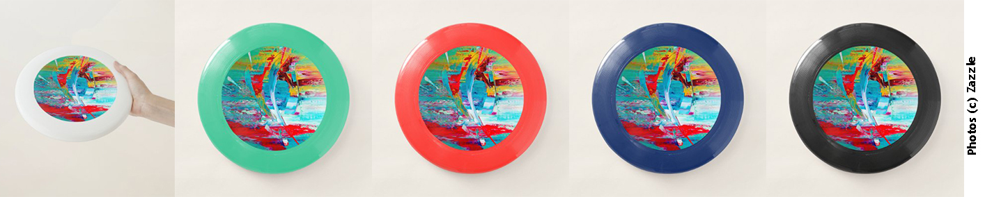 Modèles de frisbees multicolores crées par Eliora Bousquet