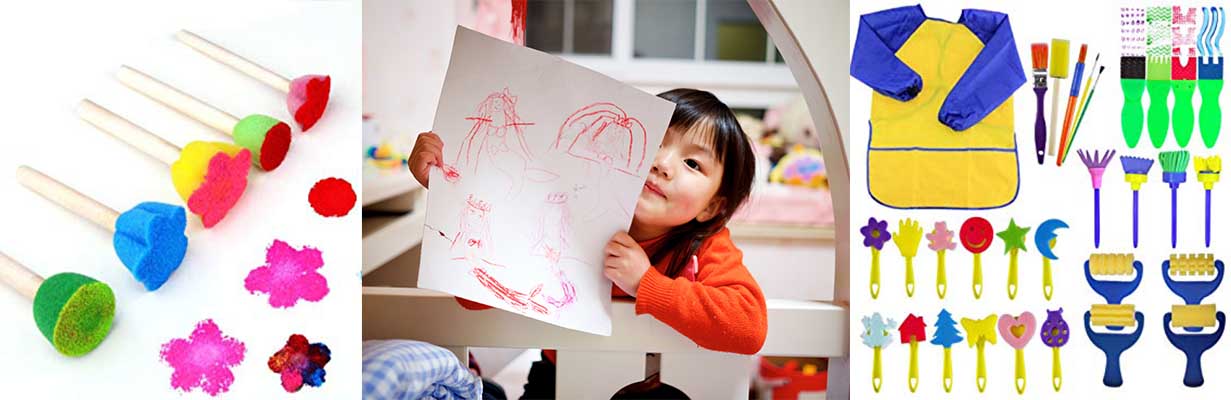 Visuel présentant du matériel de peinture pour enfants