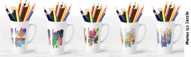 Modèles de grands mugs pouvant servir de pots à crayons créés par Eliora Bousquet