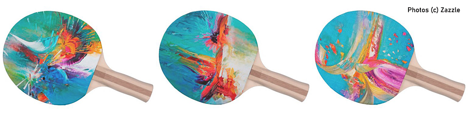 Raquettes de ping-pong dérivées des peintures d'eliora bousquet