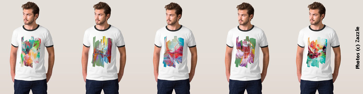 Modèles de T-shirts à col rond ras-du-cou N&B pour hommes crées par Eliora Bousquet