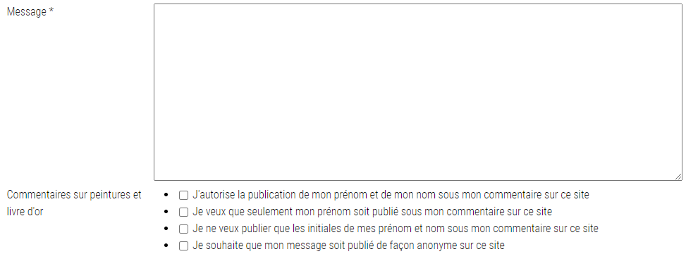 Visuel présentant les cases à cocher pour autorisation de publication