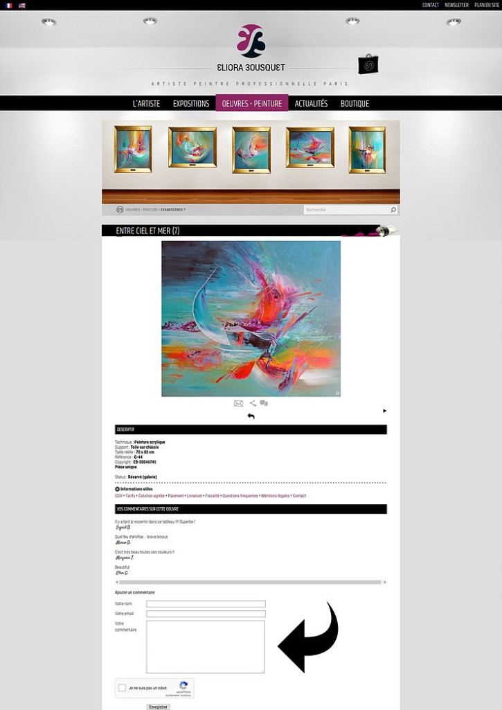 Commentez les peintures d'Eliora Bousquet sur son site internet