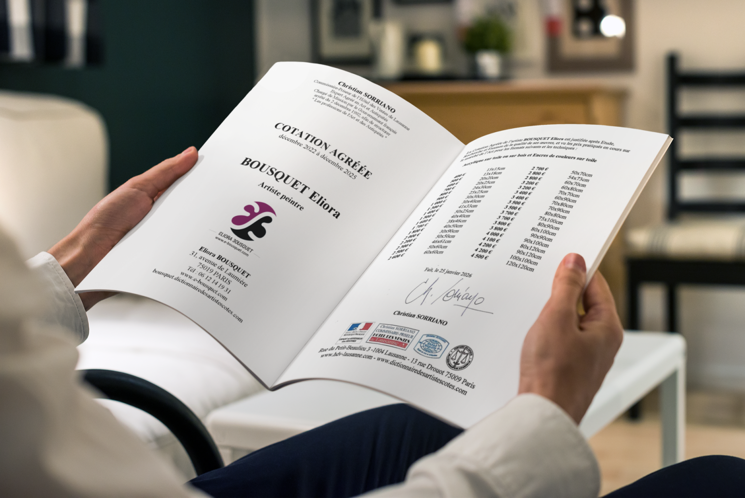 Cotation agréée de l'Artiste-Peintre Eliora Bousquet en ligne