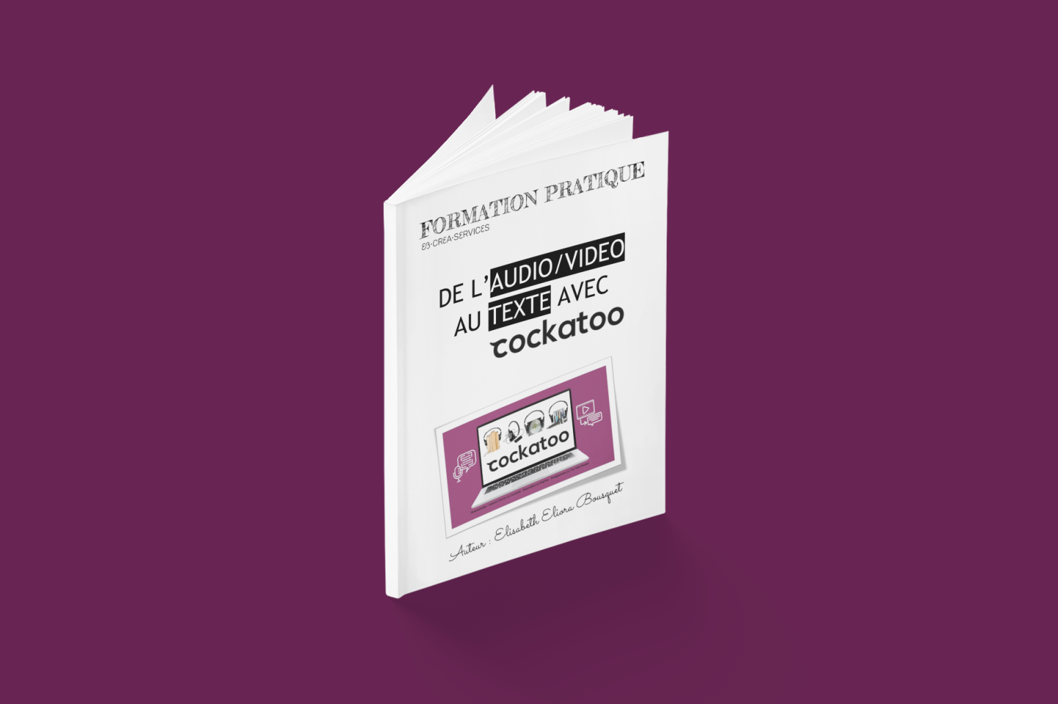 Livre de l'audio video au texte avec Cockatoo (c) PlaceIt 1