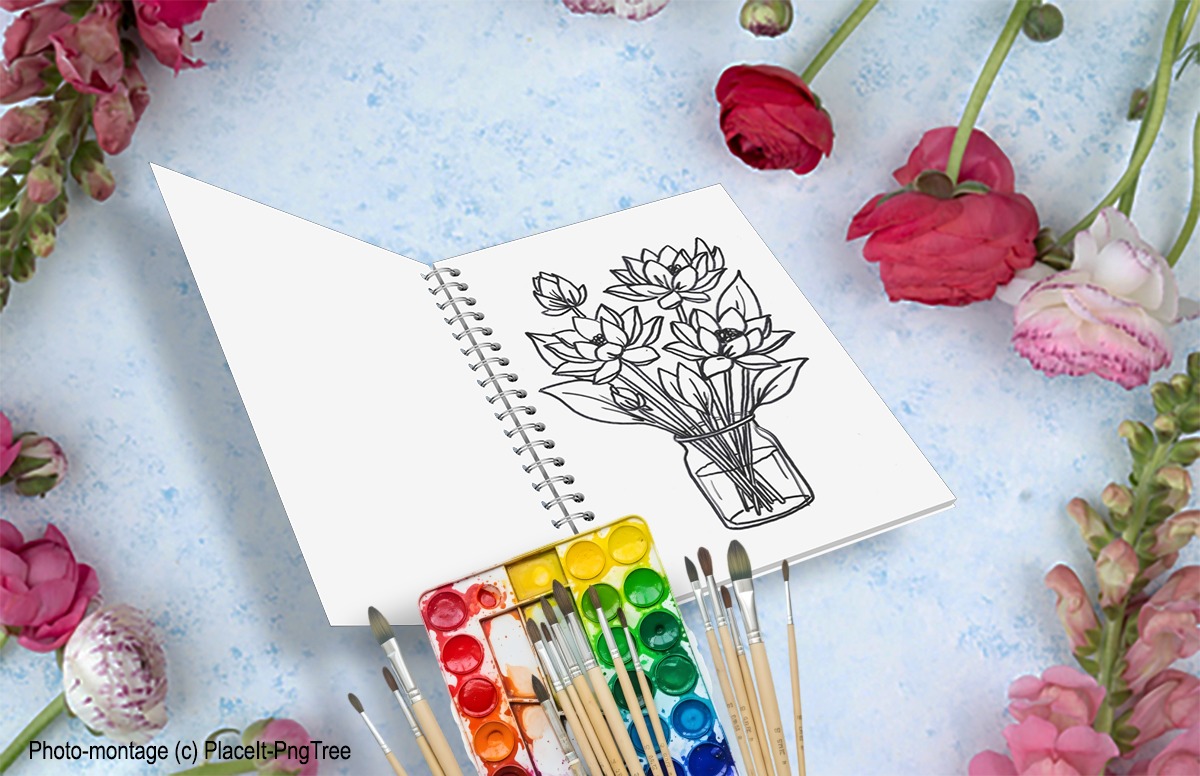 Visuel 1 présentant l'album de coloriages Fleurs en bouquets d'Eliora Bousquet Visuel 1 présentant l'album de coloriages Fleurs en bouquets d'Eliora Bousquet