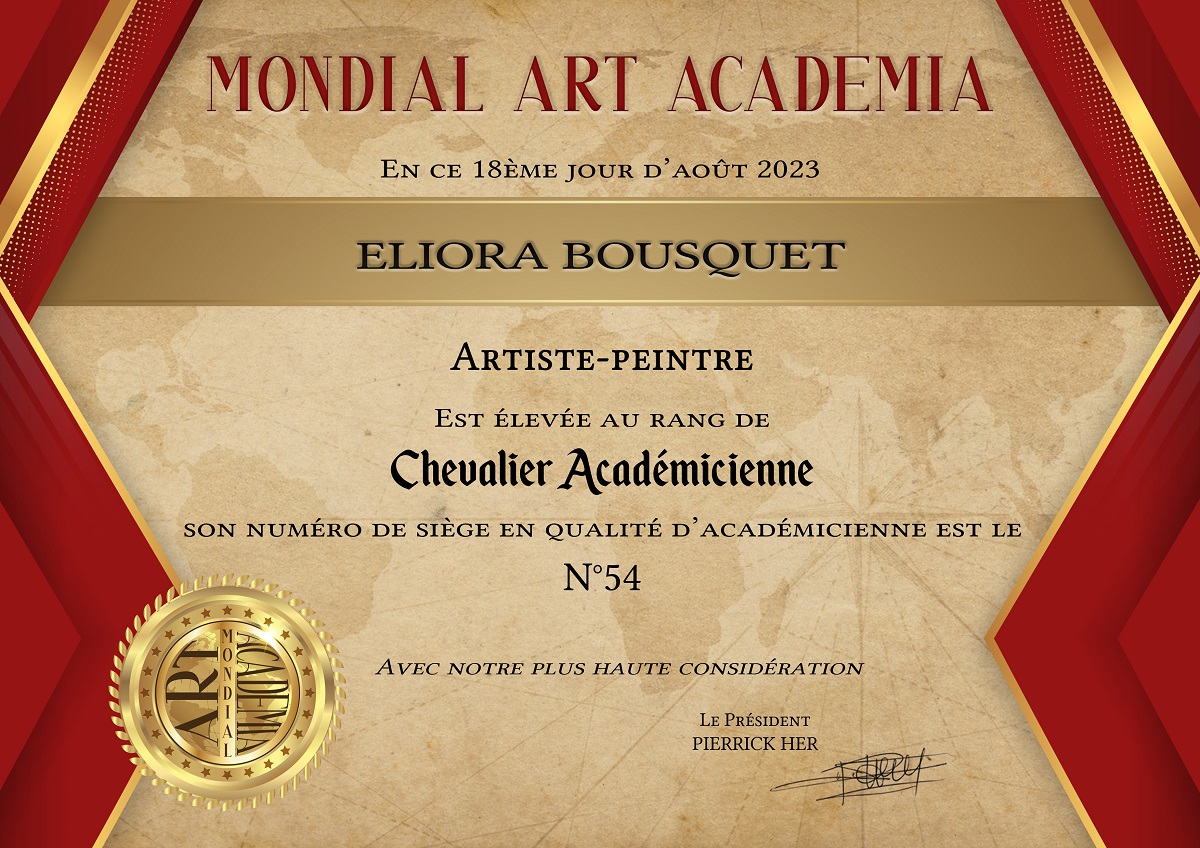 Diplôme de Chevalier Académicienne 2023 - Eliora Bousquet
