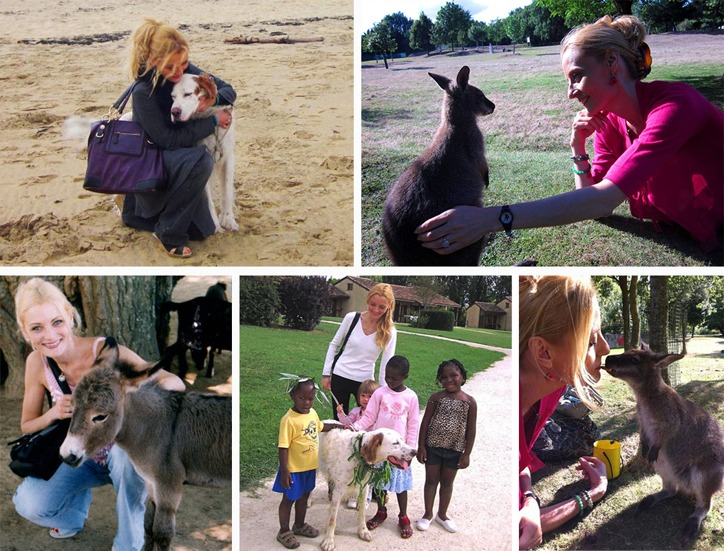 Eliora Bousquet avec son setter Alto et des animaux des parcs