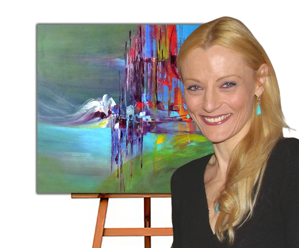 Eliora Bousquet exhibiting her painting Craving For An Island