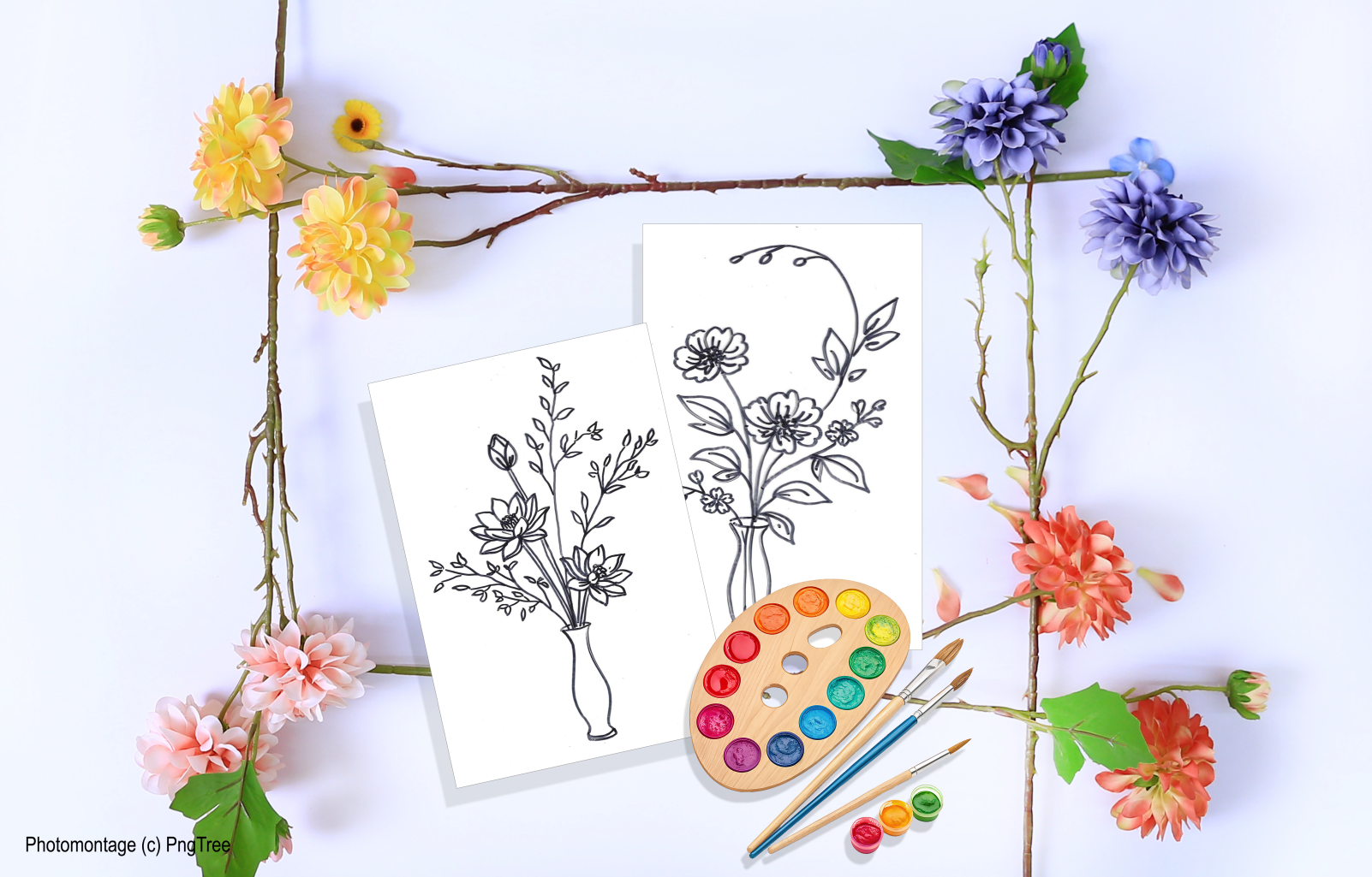 Visuel 1 présentant l'album de coloriages Délicats ikebanas d'Eliora Bousquet