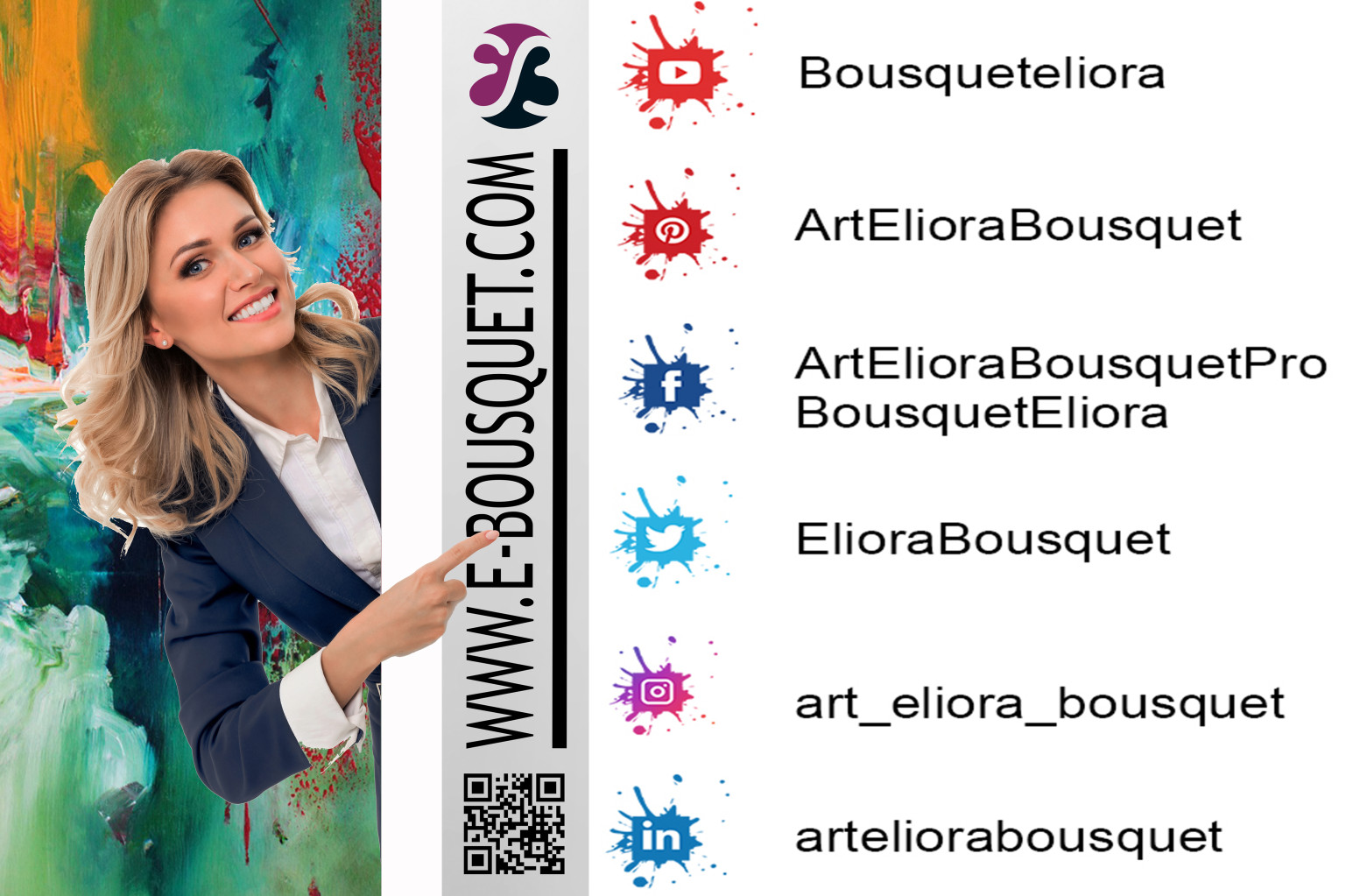 Visuel présentant les comptes d'Eliora Bousquet sur les réseaux sociaux