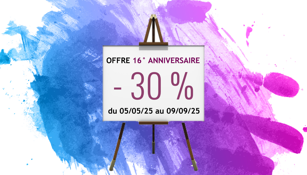 Visuel présentant l'offre spéciale 16 ans d'activité d'Eliora Bousquet 