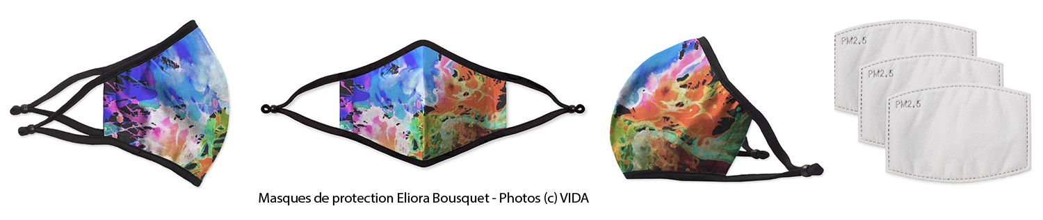 Masques de protection contre la covid-19 Pm2.5 dérivés des peintures d'Eliora Bousquet 