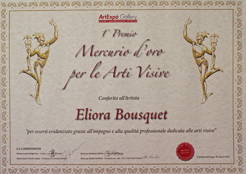 Mercurio d'oro per le arte visive 2021 diplome eliora bousquet