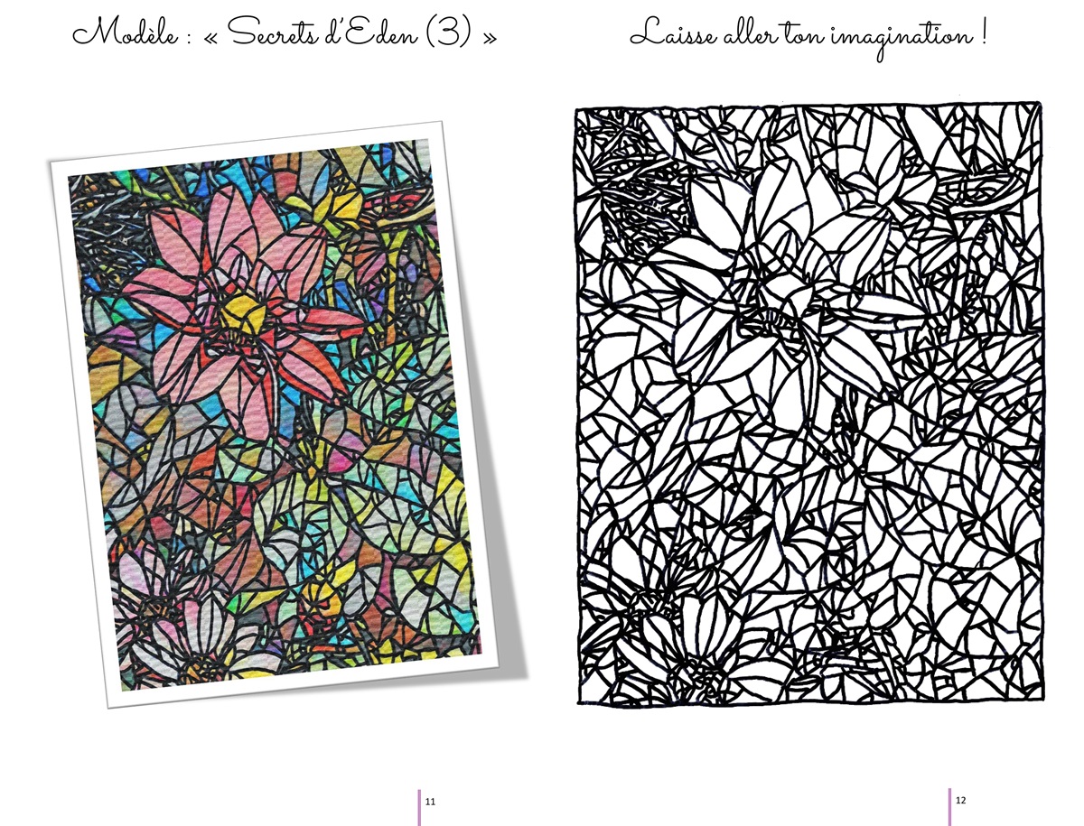 Pages 11-12 de l'album de coloriages Secrets d'Eden T4 d'Eliora Bousquet