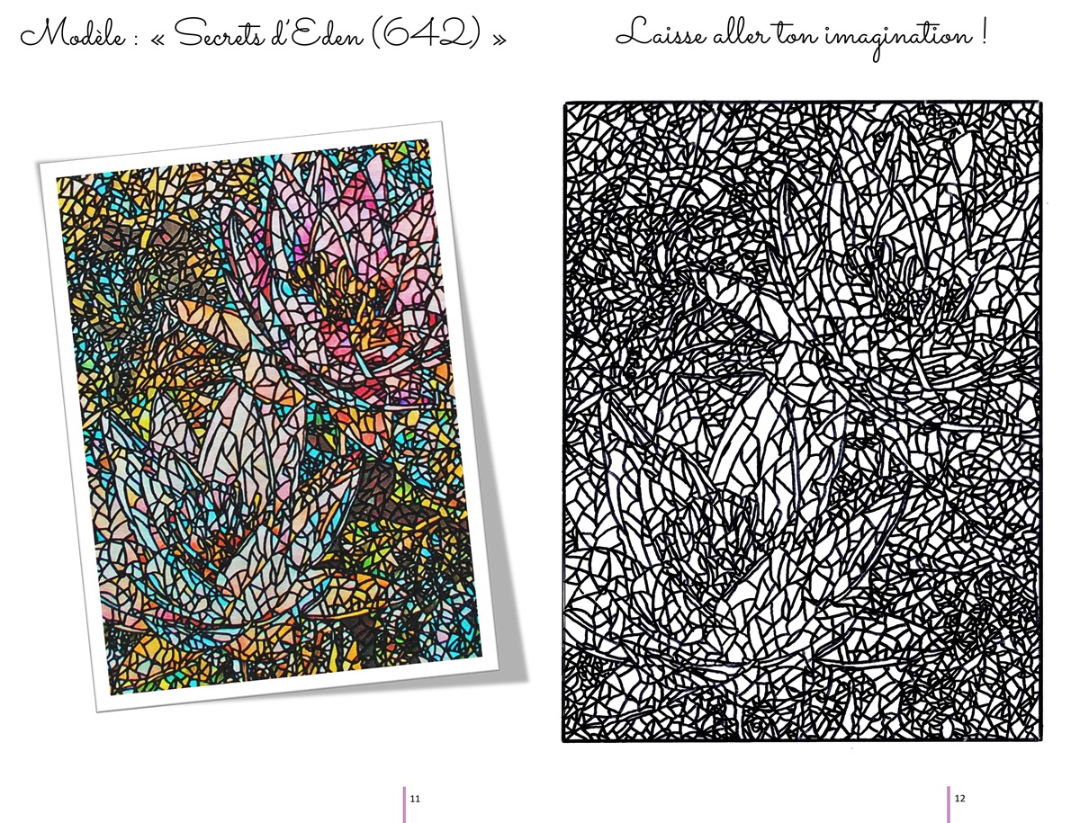 Pages 11-12 de l'album de coloriages Secrets d'Eden T5 d'Eliora Bousquet