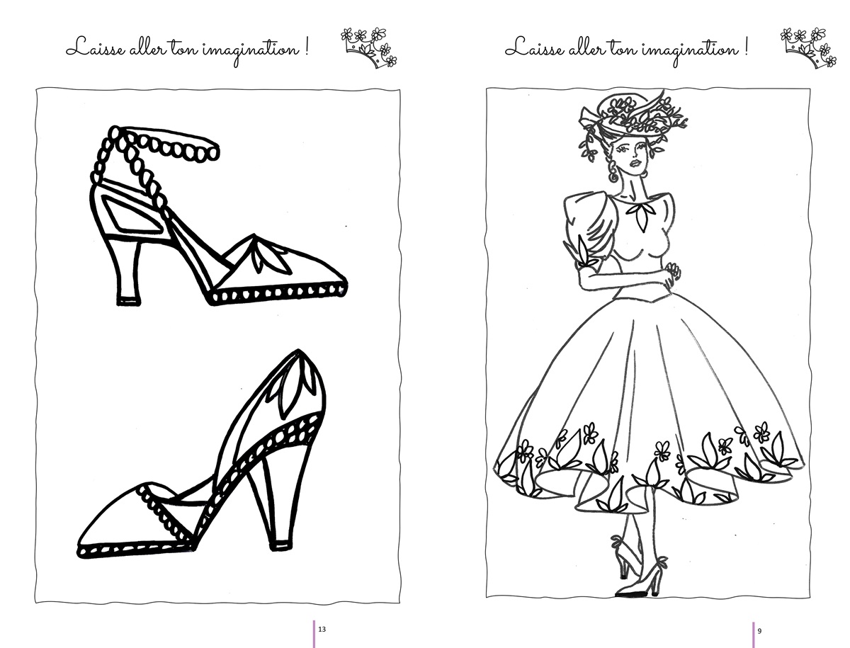 Pages intérieures de l'album de coloriages Reves de princesses T2 d'Eliora Bousquet 