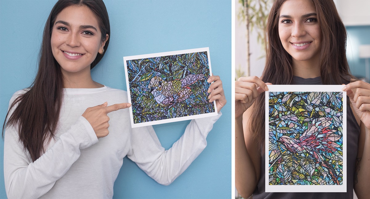 Photo-montage 3 présentant l'album de coloriages Secrets d'Eden Tome 3 d'Eliora Bousquet