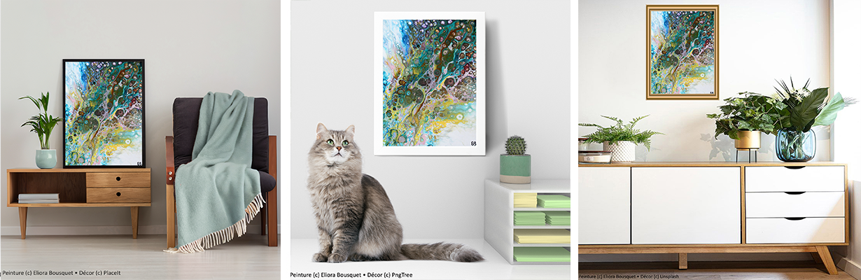 Quintessence (1380) Peinture d'Eliora Bousquet dans un décor x3