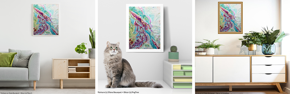 Quintessence (1410) Peinture d'Eliora Bousquet dans un décor x3