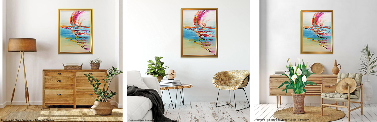 Tableau À l'heure bleue d'Eliora Bousquet mis en situation dans un décor 