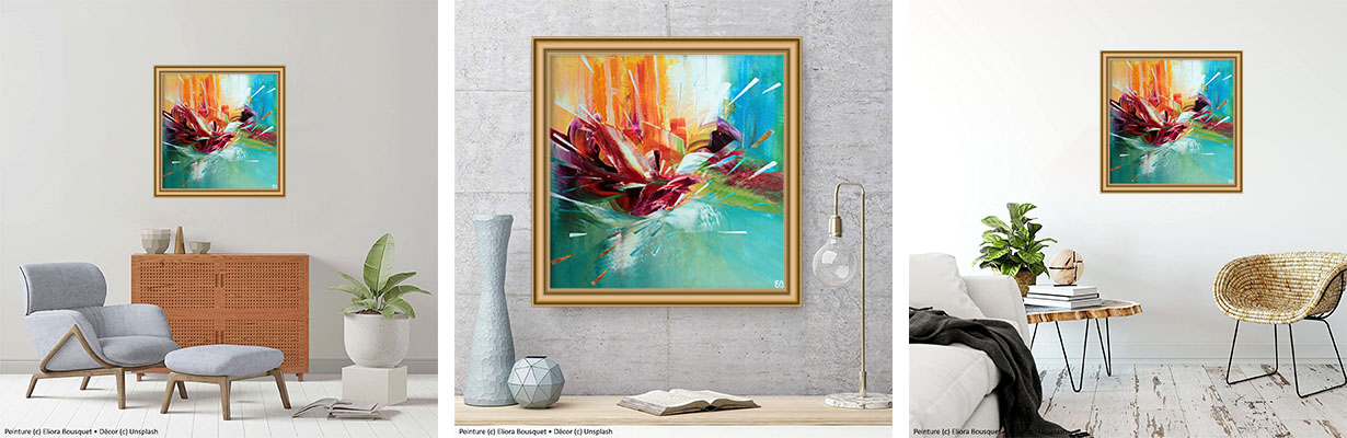 Tableau L'effet mer (25) d'Eliora Bousquet mis en situation dans un décor