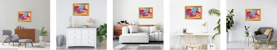 Tableau La mer des roseaux d'Eliora Bousquet mis en situation dans un décor