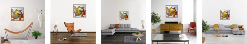 Tableau Le nid d'Eliora Bousquet mis en situation dans un décor 