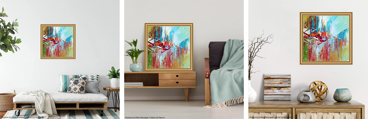 Tableau Vertige céleste d'Eliora Bousquet dans un décor 