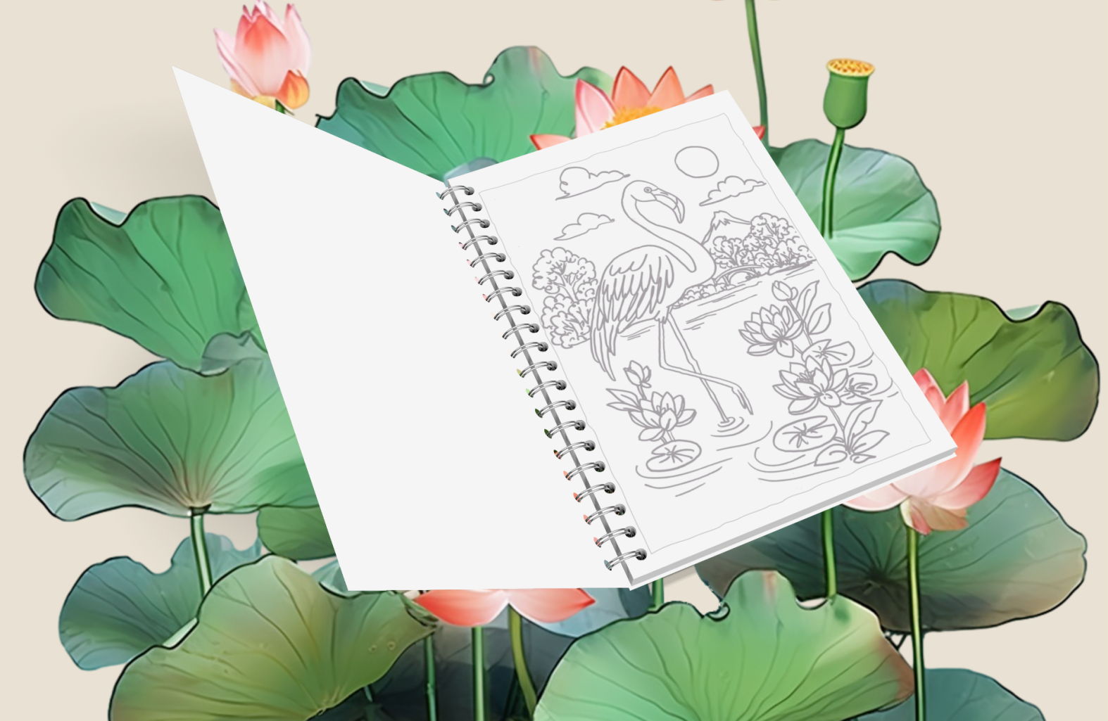 Visuel 2 présentant l'album de coloriages Paysages oisoniriques 2 d'Eliora Bousquet