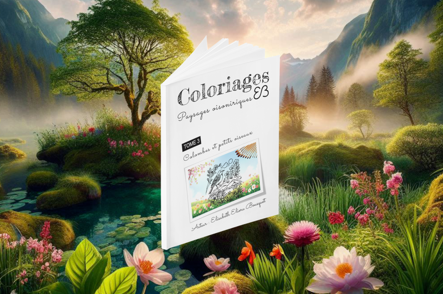 Visuel 4 présentant l'album de coloriages Paysages oisoniriques 3 d'Eliora Bousquet