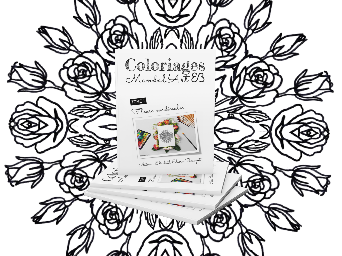 Visuel présentant l'album de coloriages Fleurs cardinales d'Eliora Bousquet - PI (1 Visuel présentant l'album de coloriages Fleurs cardinales d'Eliora Bousquet - PI (1