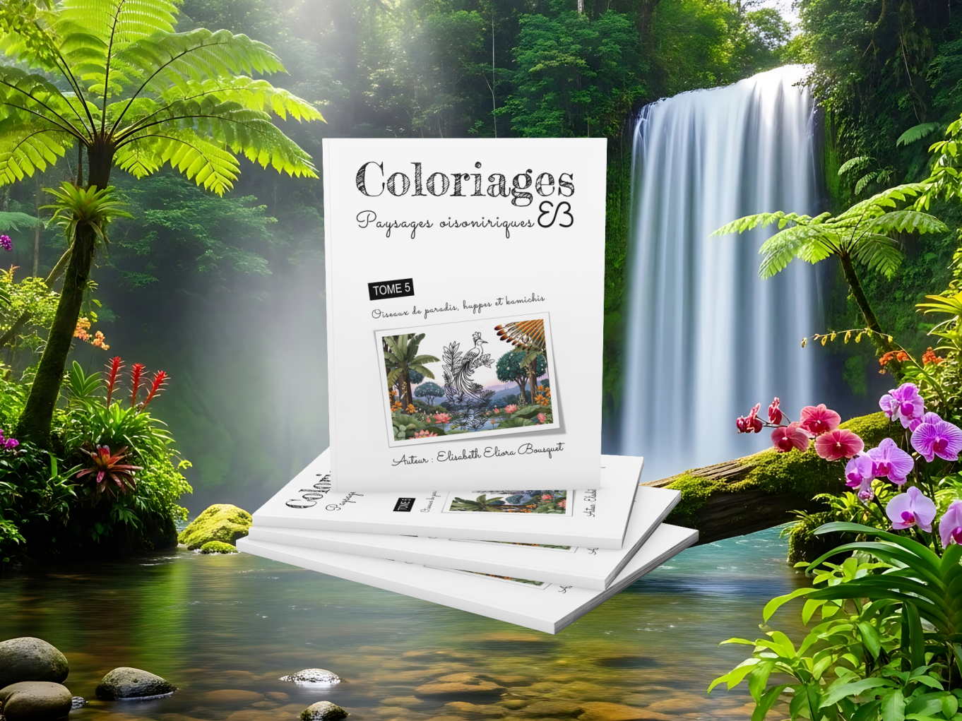 Visuel présentant l'album de coloriages Paysages oisoniriques 5 d'Eliora Bousquet - PI  (4)