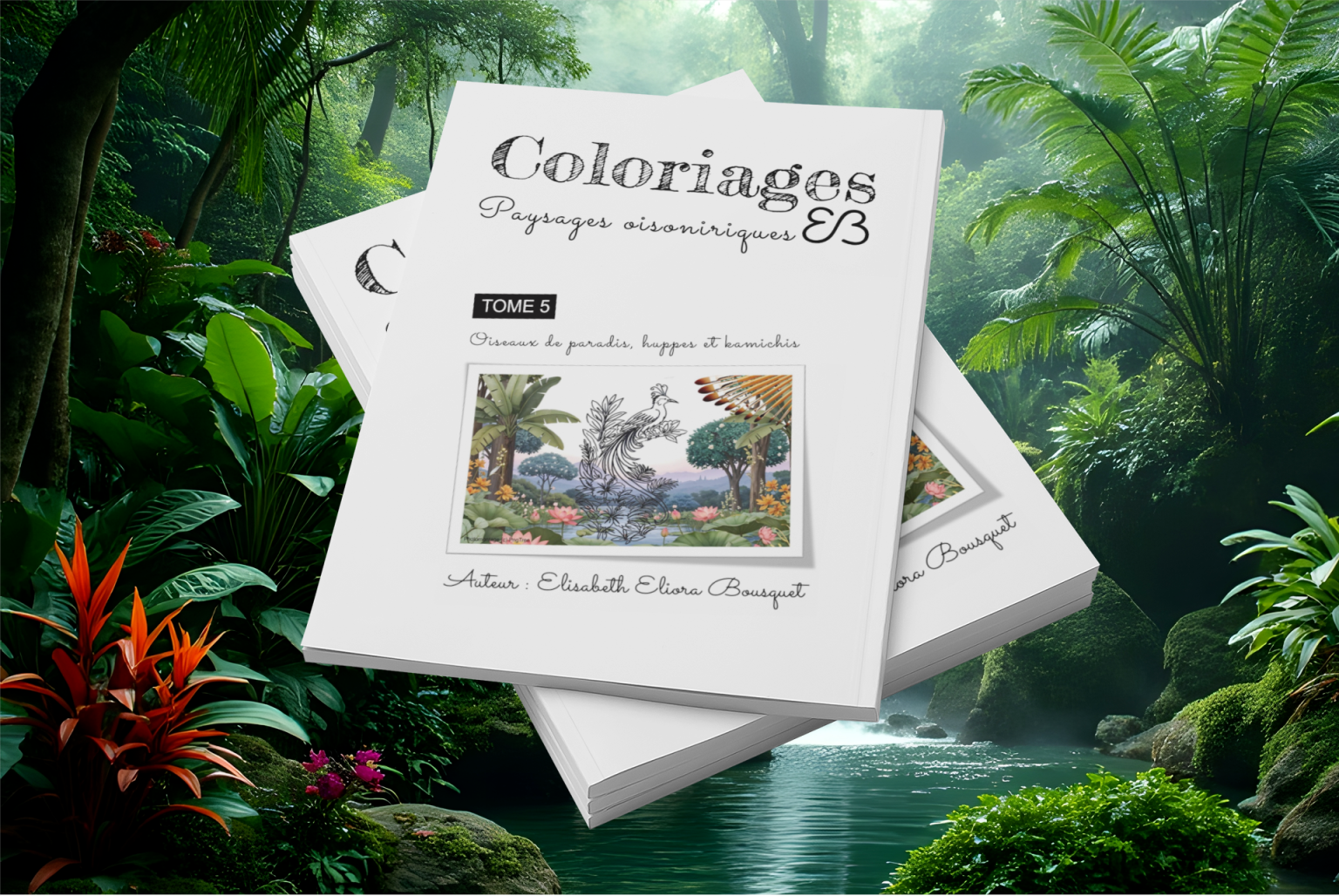 Visuel présentant l'album de coloriages Paysages oisoniriques 5 d'Eliora Bousquet - PI  (5)
