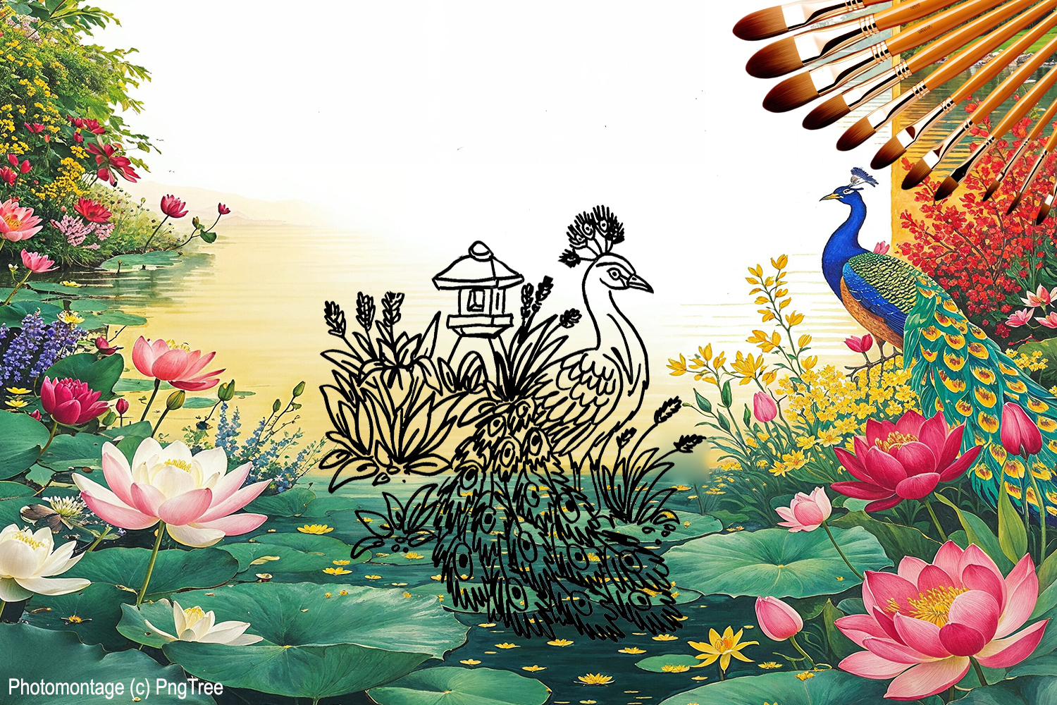 Visuel présentant l'album de coloriages Paysages oisoniriques 7 d'Eliora Bousquet - PI  (1)