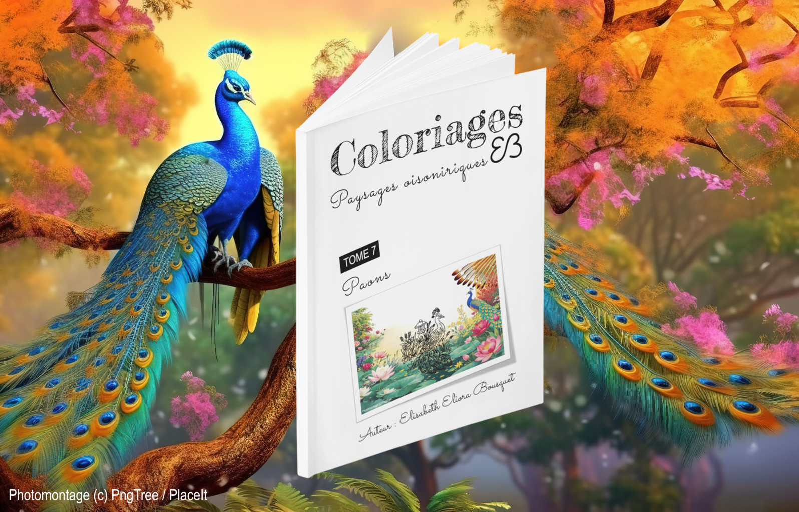 Visuel présentant l'album de coloriages Paysages oisoniriques 7 d'Eliora Bousquet - PI  (2)