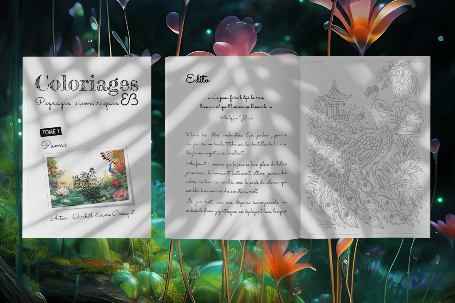 Visuel présentant l'album de coloriages Paysages oisoniriques 7 d'Eliora Bousquet - PI  (4)