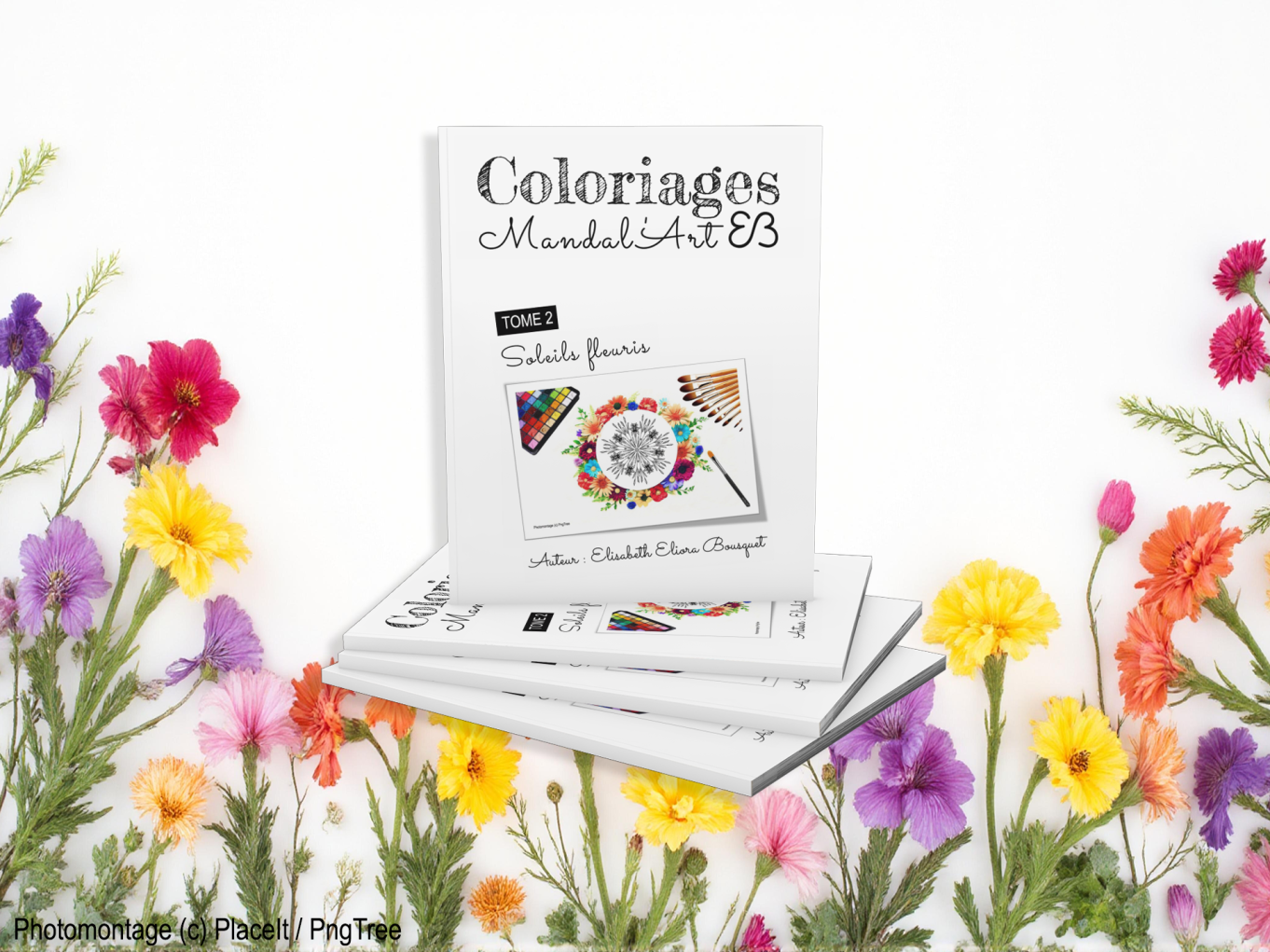 Visuel présentant l'album de coloriages Soleils fleuris d'Eliora Bousquet - PI (5)